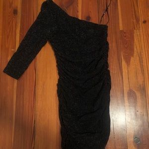Black skin tight sparkly mini dress
